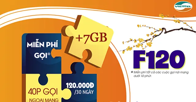 Gói f120 viettel tích hợp nhiều ưu đãi hấp dẫn